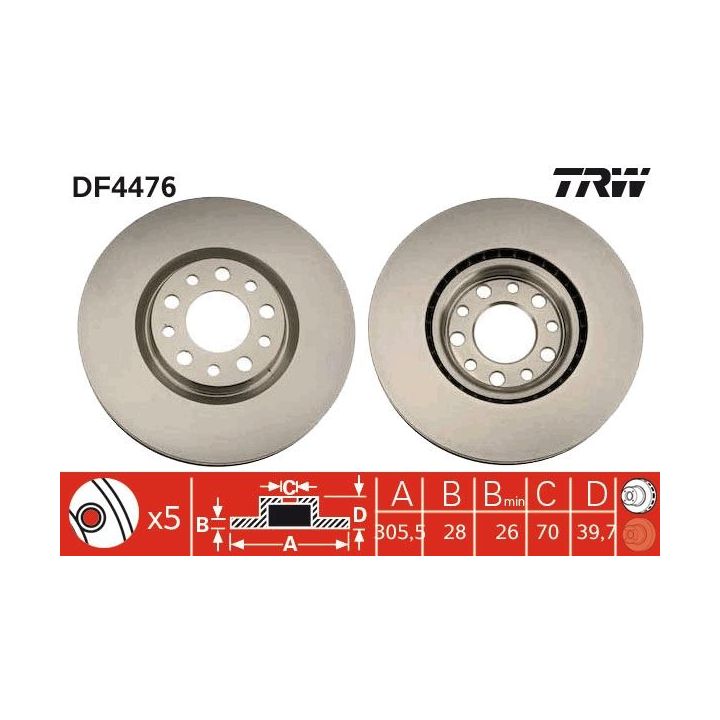 Stabdžių diskas TRW DF4476