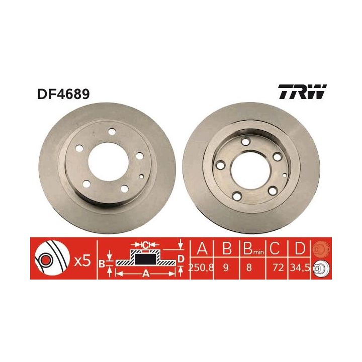 Stabdžių diskas TRW DF4689