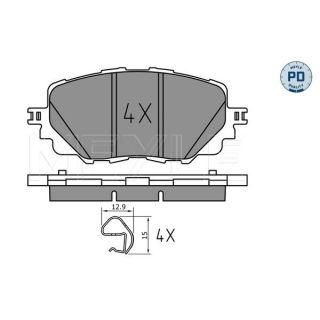 Stabdžių trinkelių rinkinys, diskinis stabdys MEYLE 025 222 7115/PD