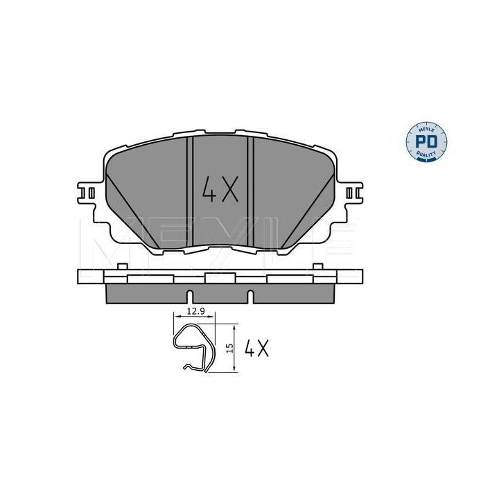 Stabdžių trinkelių rinkinys, diskinis stabdys MEYLE 025 222 7115/PD