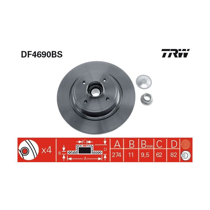 Stabdžių diskas TRW DF4690BS