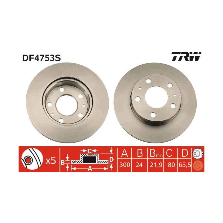 Stabdžių diskas TRW DF4753S