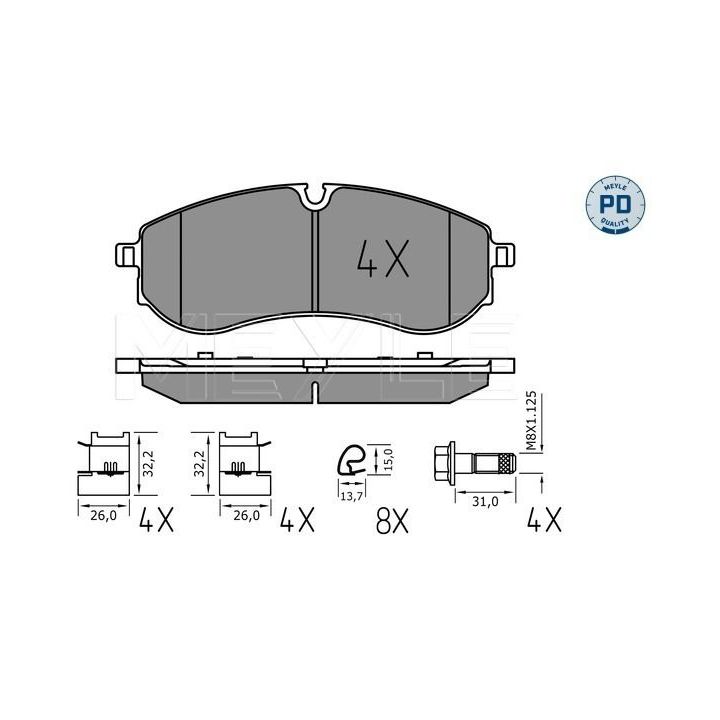 Stabdžių trinkelių rinkinys, diskinis stabdys MEYLE 025 224 9220/PD