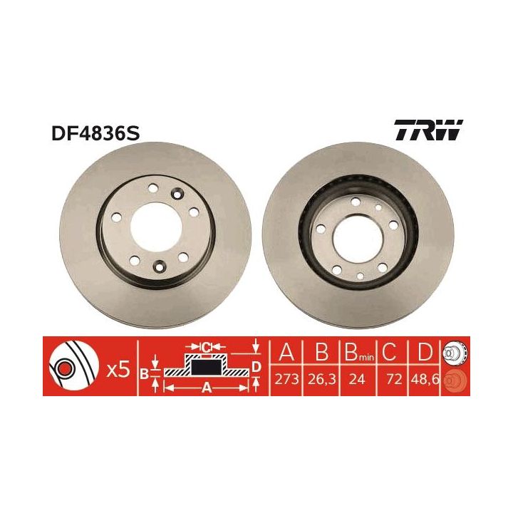 Stabdžių diskas TRW DF4836S
