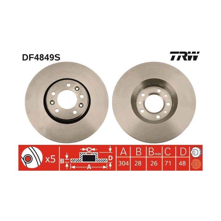 Stabdžių diskas TRW DF4849S