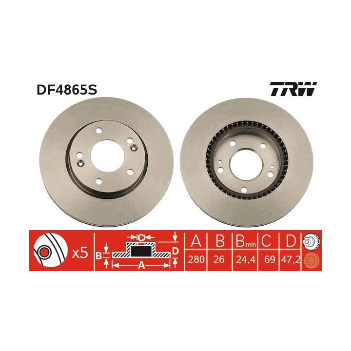 Stabdžių diskas TRW DF4865S