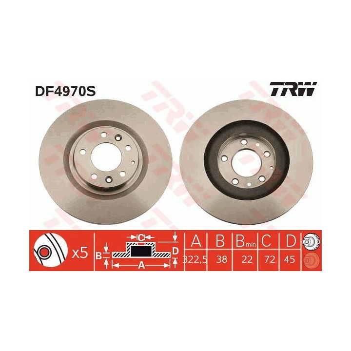 Stabdžių diskas TRW DF4970S