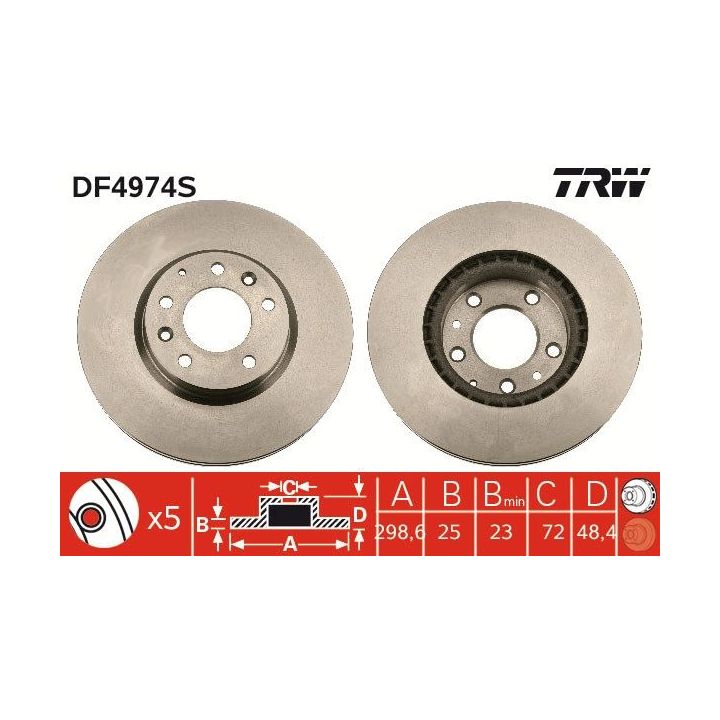 Stabdžių diskas TRW DF4974S