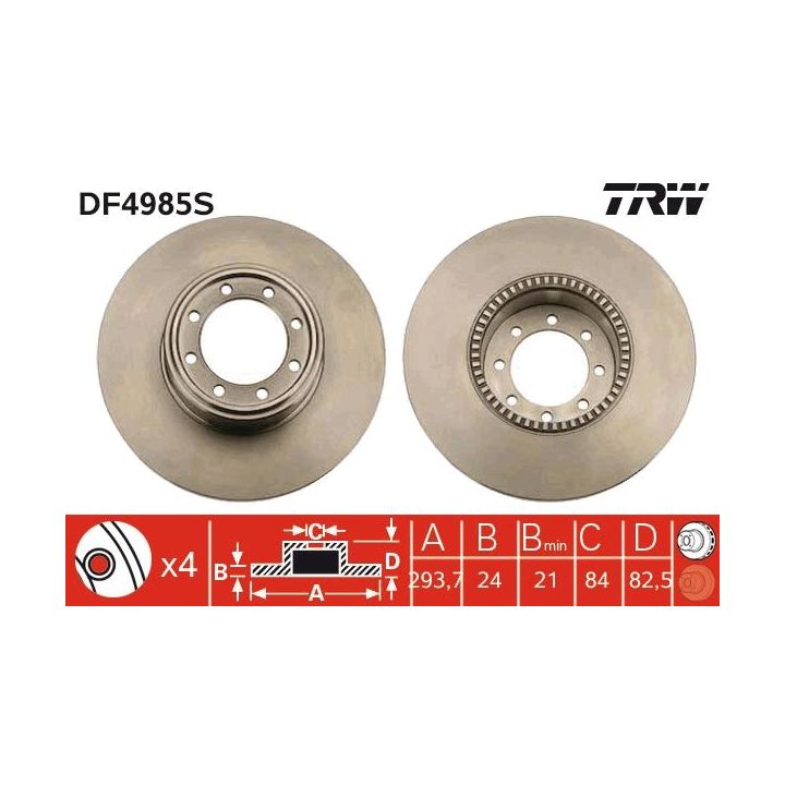Stabdžių diskas TRW DF4985S