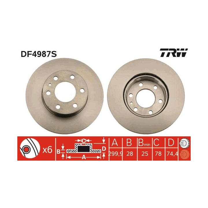 Stabdžių diskas TRW DF4987S