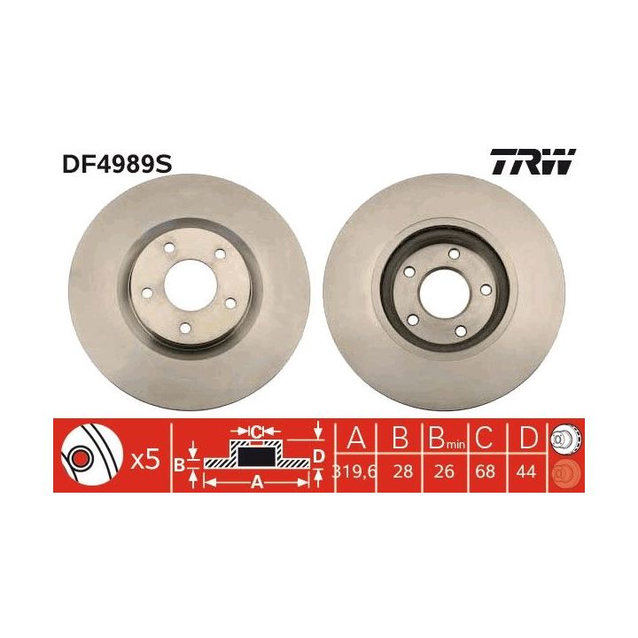 Stabdžių diskas TRW DF4989S