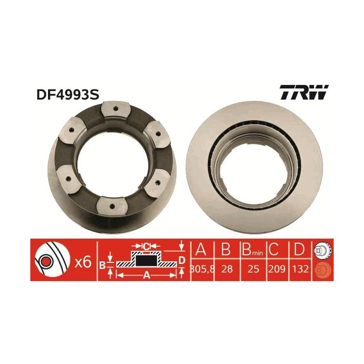 Stabdžių diskas TRW DF4993S