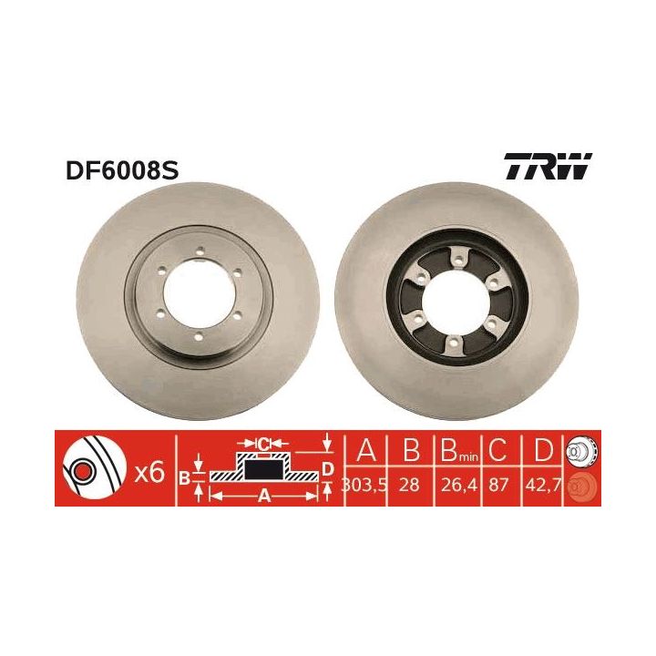 Stabdžių diskas TRW DF6008S