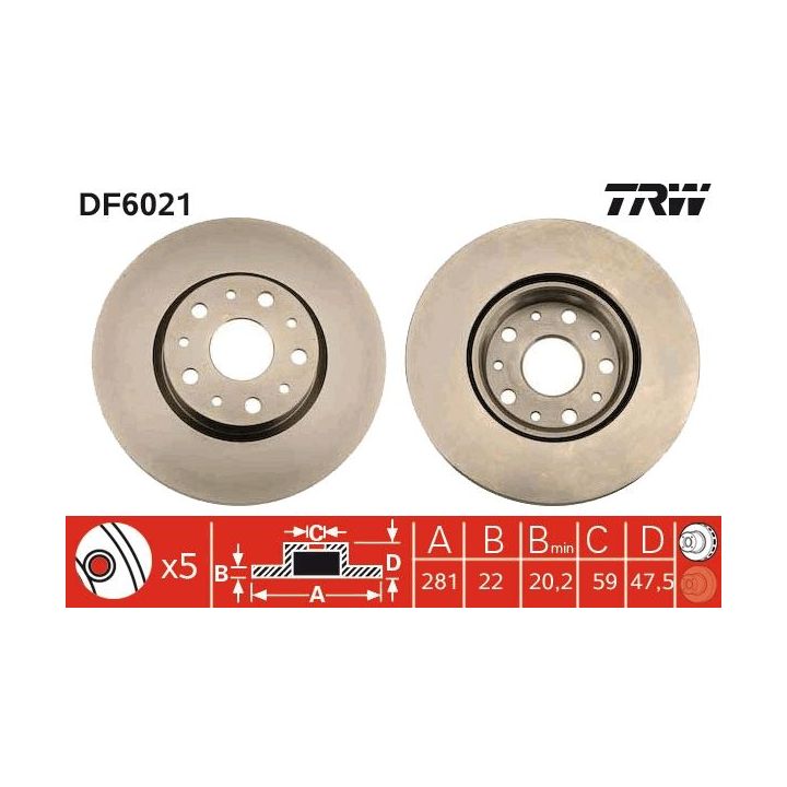 Stabdžių diskas TRW DF6021