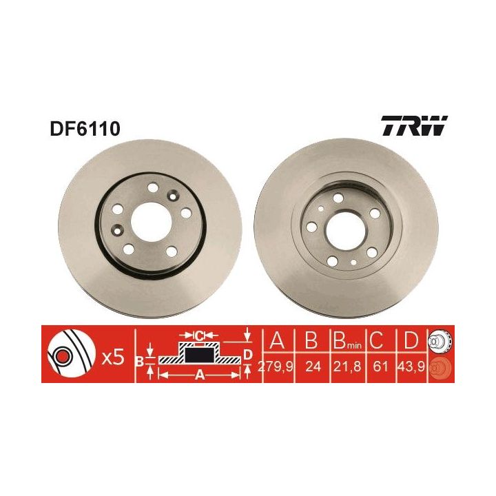 Stabdžių diskas TRW DF6110