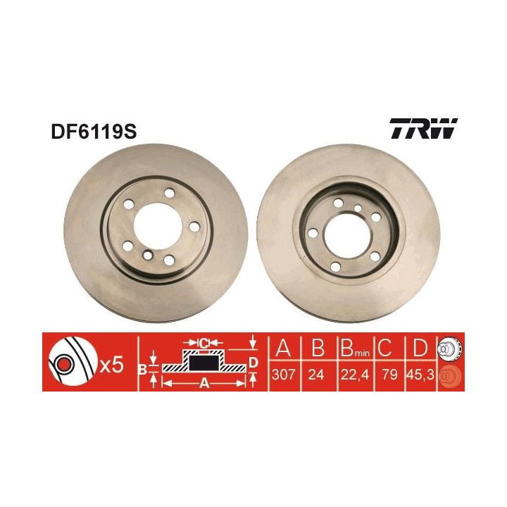 Stabdžių diskas TRW DF6119S