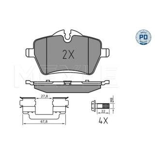 Stabdžių trinkelių rinkinys, diskinis stabdys MEYLE 025 239 8418/PD