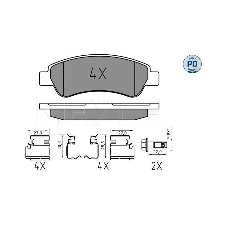 Stabdžių trinkelių rinkinys, diskinis stabdys MEYLE 025 244 6519/PD