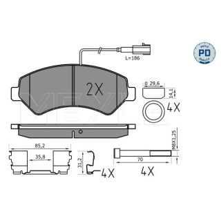 Stabdžių trinkelių rinkinys, diskinis stabdys MEYLE 025 244 6619-2/PD