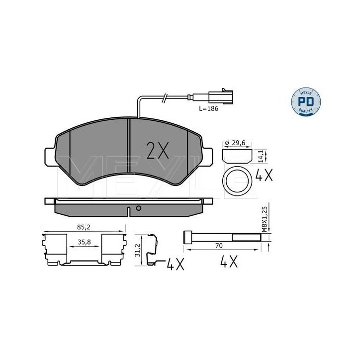 Stabdžių trinkelių rinkinys, diskinis stabdys MEYLE 025 244 6619-2/PD