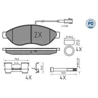 Stabdžių trinkelių rinkinys, diskinis stabdys MEYLE 025 244 6819-1/PD