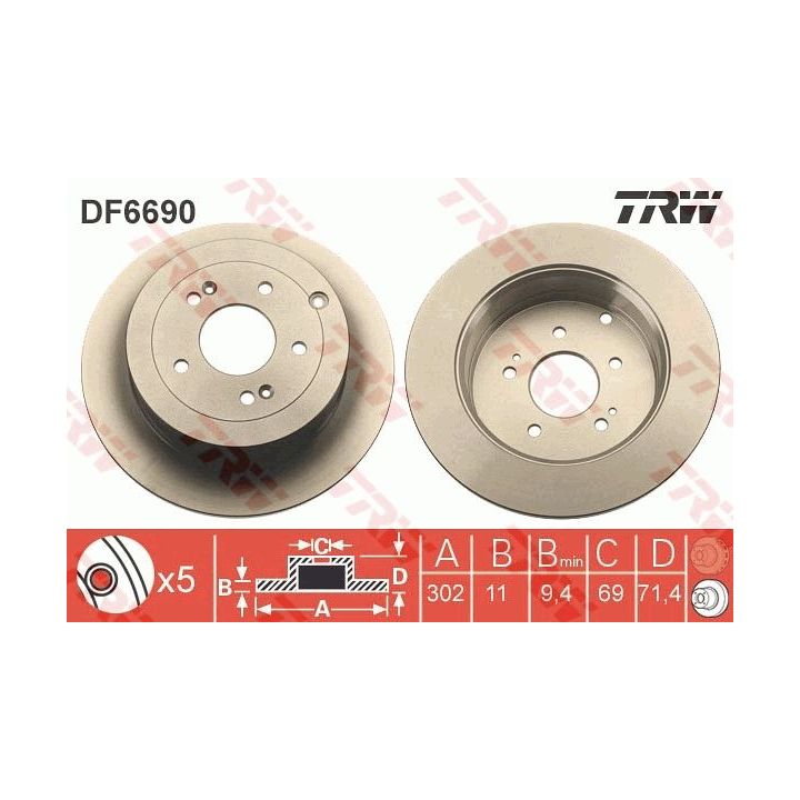 Stabdžių diskas TRW DF6690