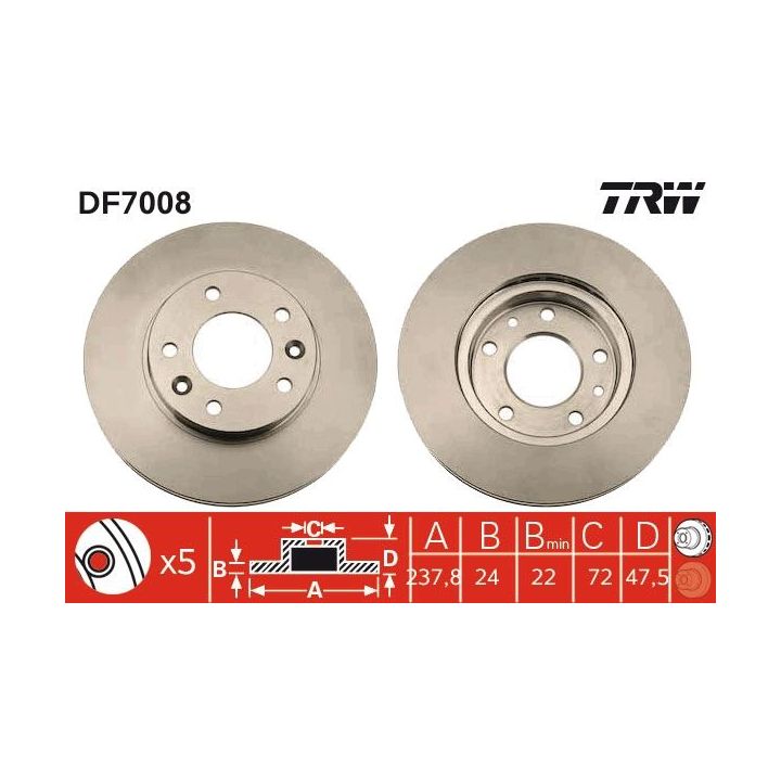 Stabdžių diskas TRW DF7008