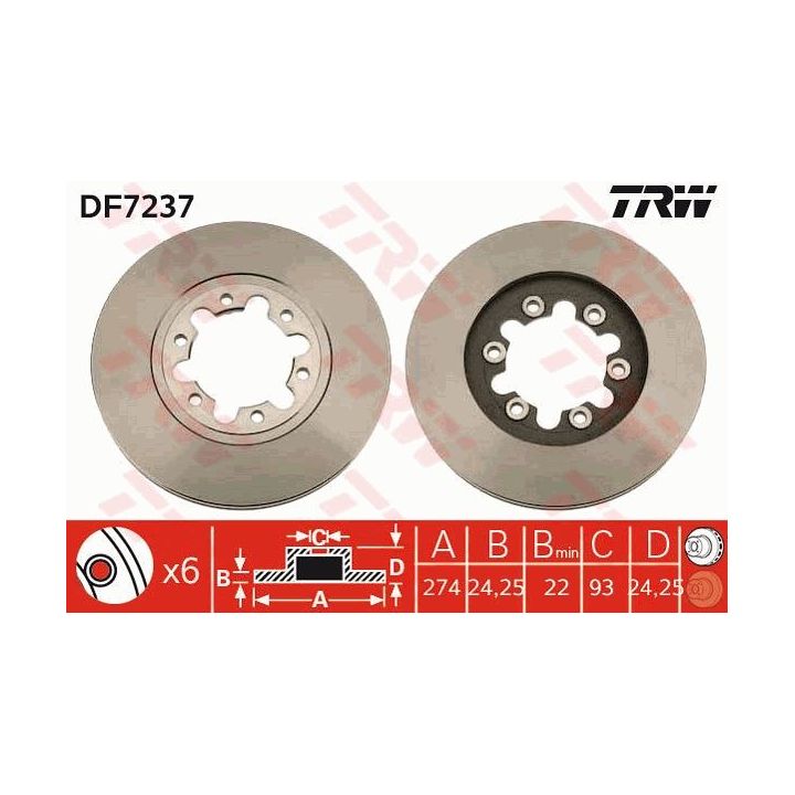 Stabdžių diskas TRW DF7237