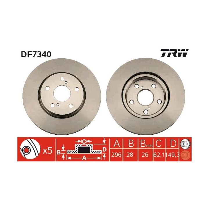 Stabdžių diskas TRW DF7340