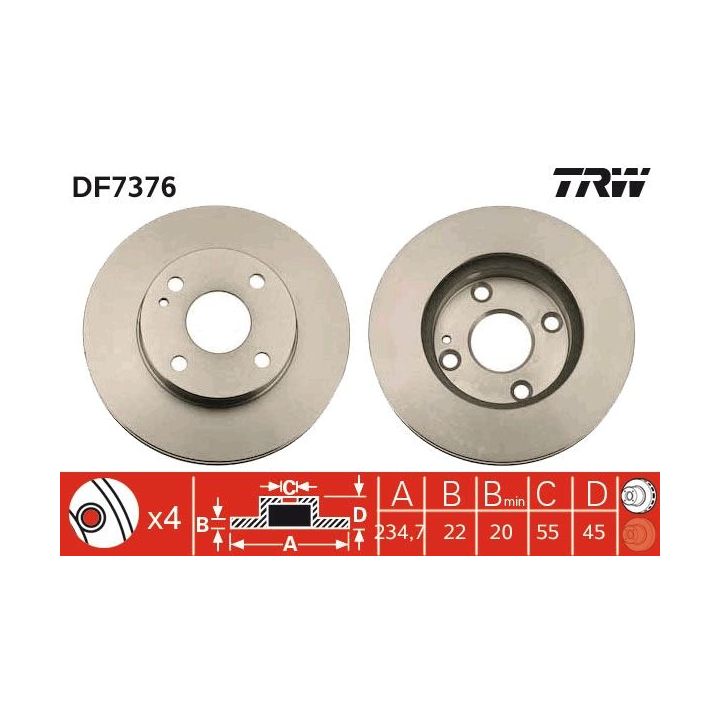 Stabdžių diskas TRW DF7376
