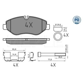 Stabdžių trinkelių rinkinys, diskinis stabdys MEYLE 025 292 2920/PD