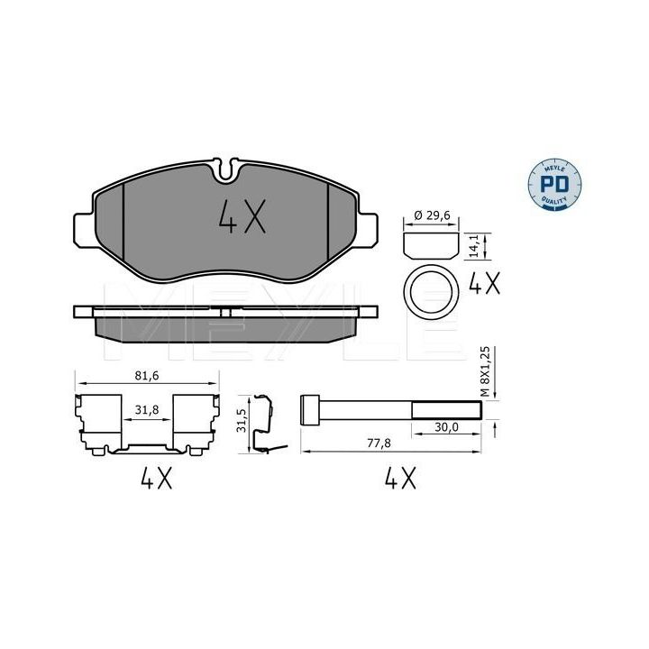 Stabdžių trinkelių rinkinys, diskinis stabdys MEYLE 025 292 2920/PD