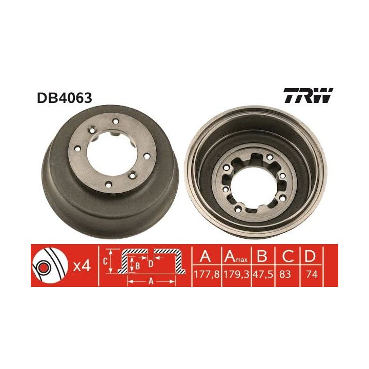 Stabdžių būgnas TRW DB4063