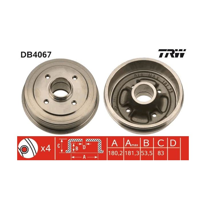 Stabdžių būgnas TRW DB4067