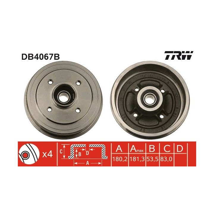 Stabdžių būgnas TRW DB4067B