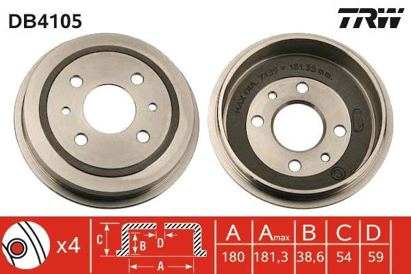 Stabdžių būgnas TRW DB4105