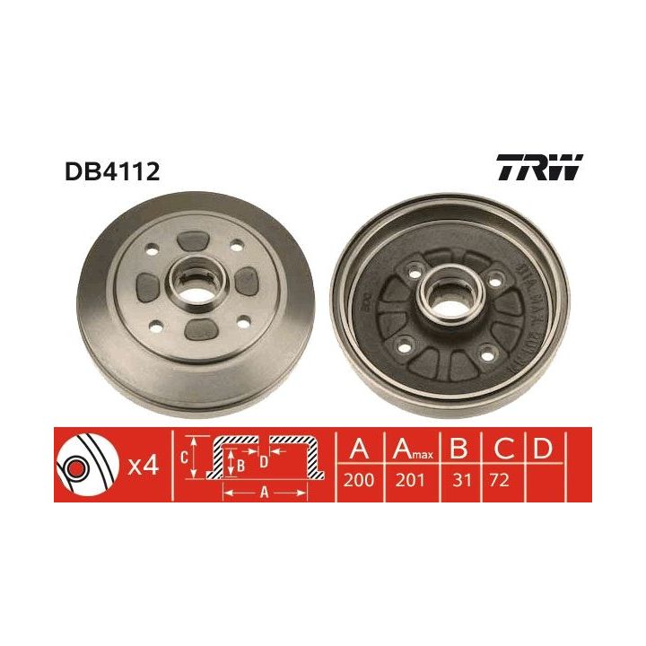 Stabdžių būgnas TRW DB4112