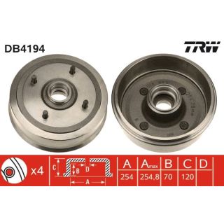 Stabdžių būgnas TRW DB4194
