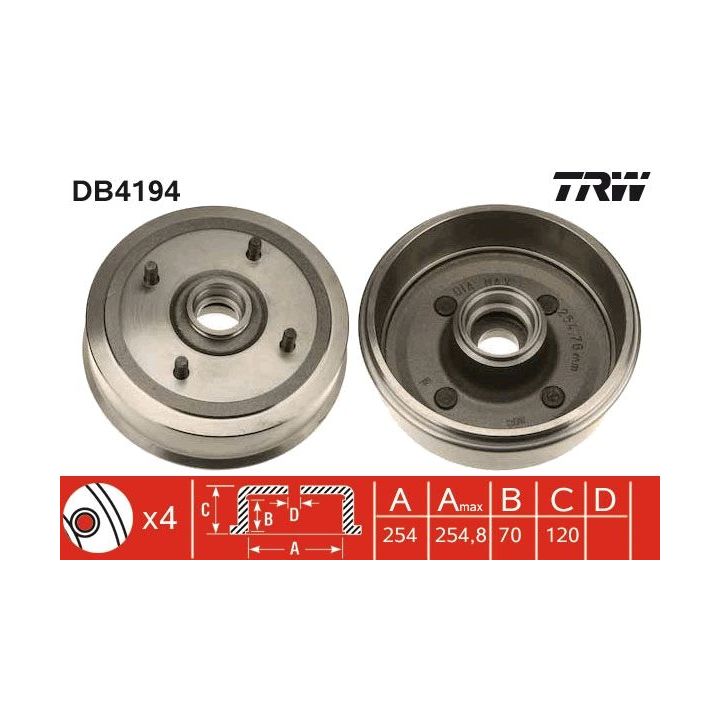 Stabdžių būgnas TRW DB4194