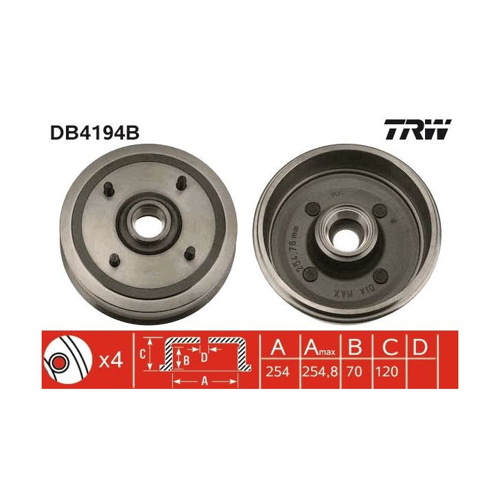 Stabdžių būgnas TRW DB4194B
