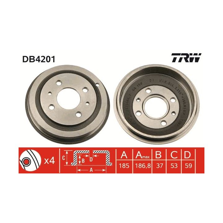 Stabdžių būgnas TRW DB4201