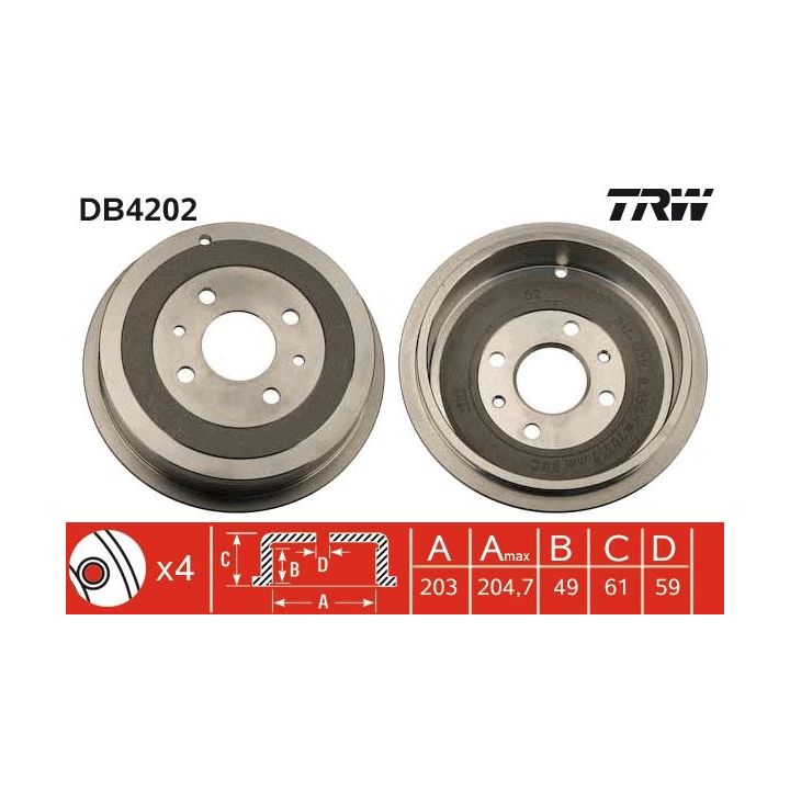 Stabdžių būgnas TRW DB4202