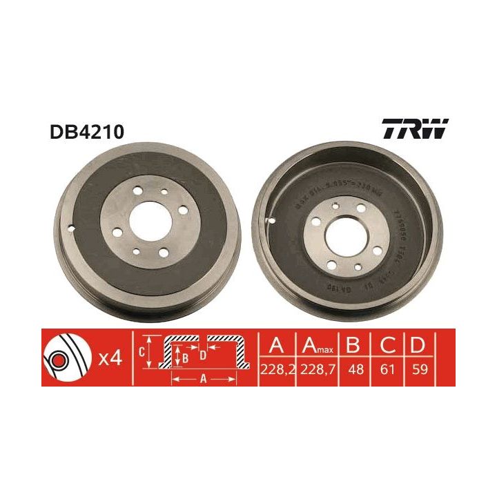 Stabdžių būgnas TRW DB4210
