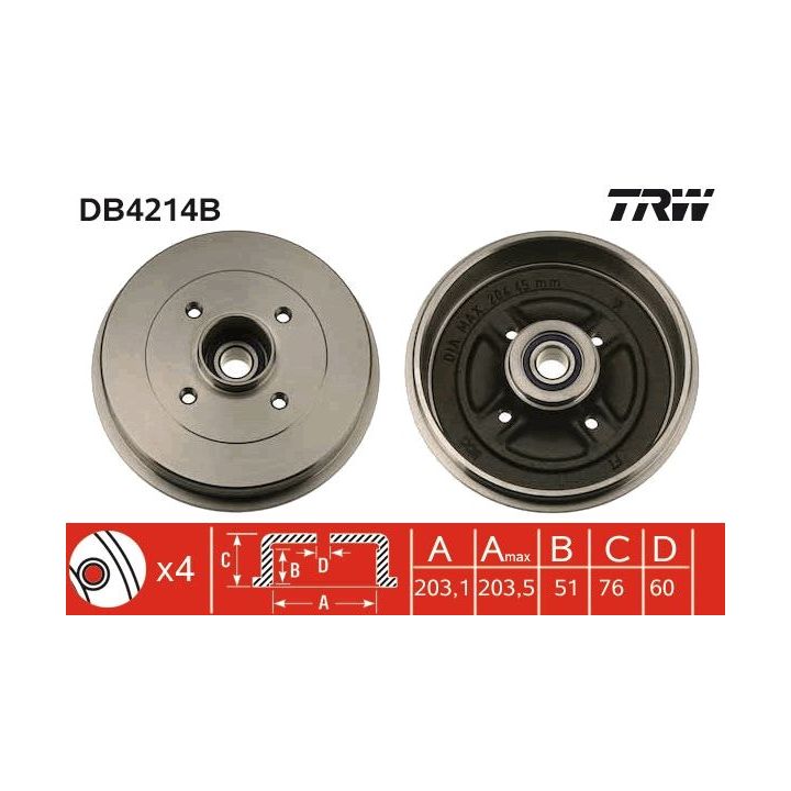 Stabdžių būgnas TRW DB4214B