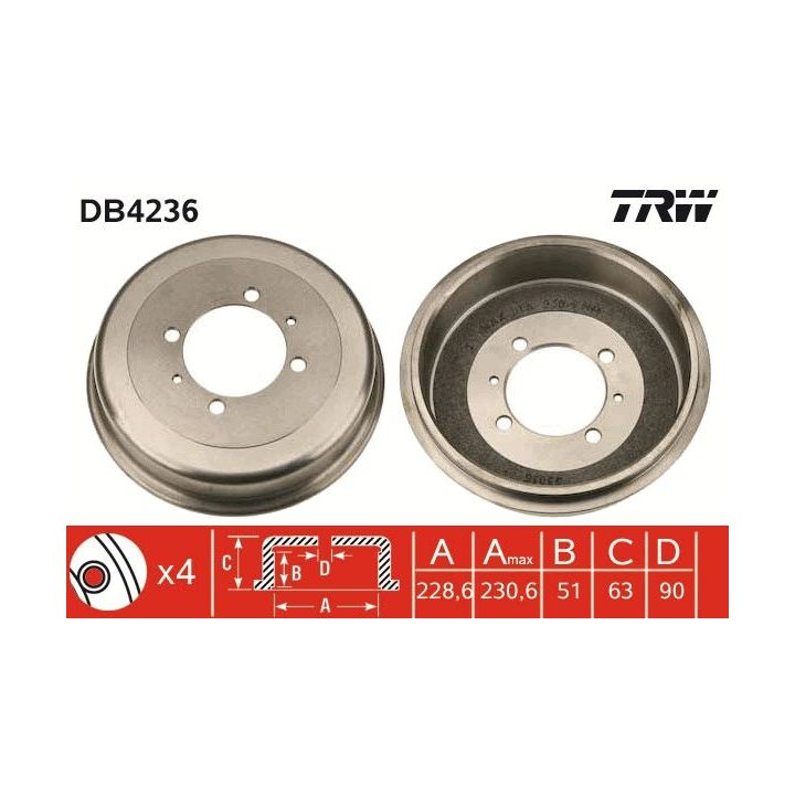 Stabdžių būgnas TRW DB4236