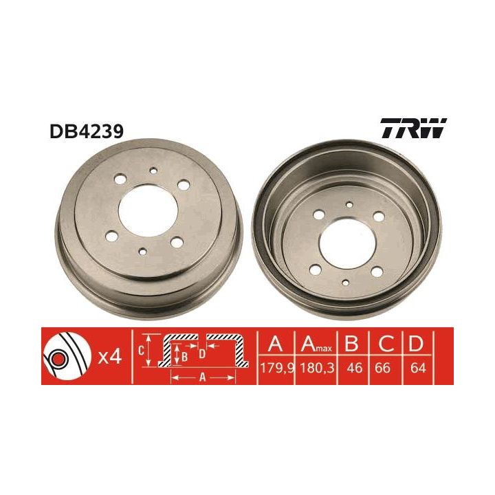 Stabdžių būgnas TRW DB4239