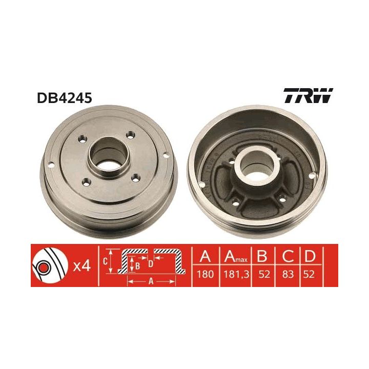 Stabdžių būgnas TRW DB4245