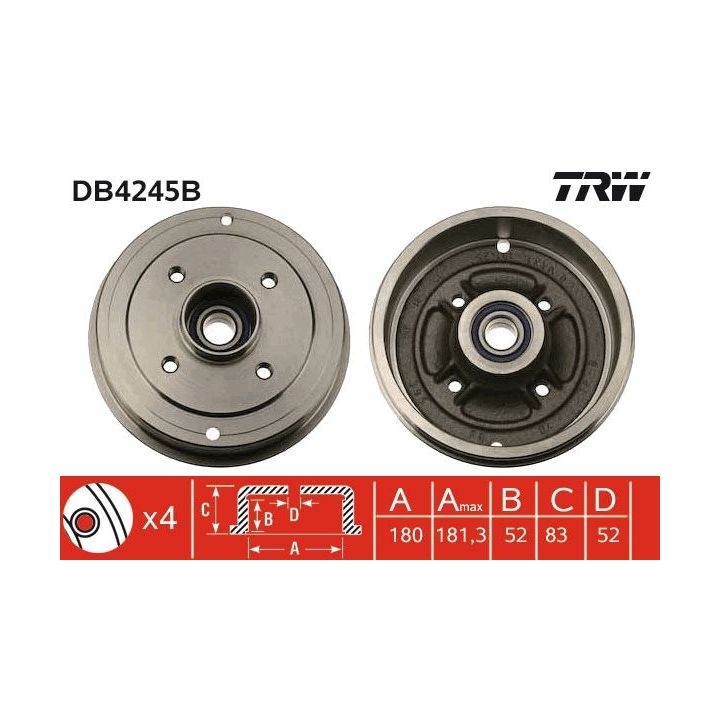 Stabdžių būgnas TRW DB4245B
