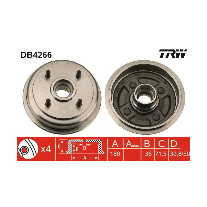 Stabdžių būgnas TRW DB4266
