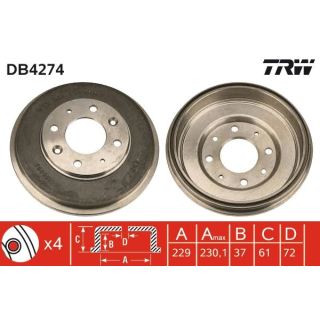 Stabdžių būgnas TRW DB4274